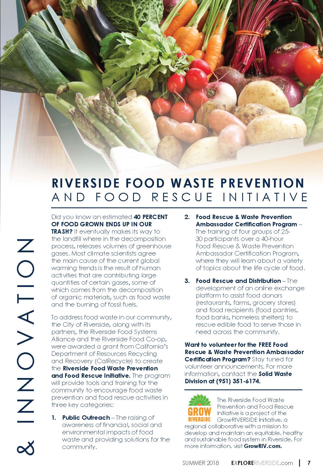 Food Waste Article from Explore Riverside Magazine